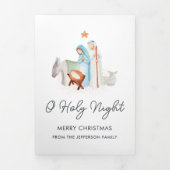 ホワイト出生宗教的なクリスマス 三つ折りクリスマスカード (カバー)