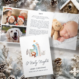 ホワイト出生宗教的なクリスマス 三つ折りクリスマスカード