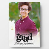 ホワイト卒業写真ブラックタイポグラフィミニマル フォトプラーク (正面)