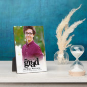 ホワイト卒業写真ブラックタイポグラフィミニマル フォトプラーク (側面)