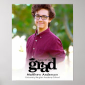 ホワイト卒業写真ブラックタイポグラフィミニマル ポスター (正面)