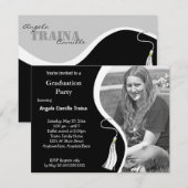 ホワイト卒業横型フォト招待状 招待状 (正面/裏面)
