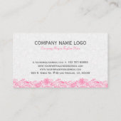 ホワイト及びピンクのフローラペイズリーレース名刺 名刺 (裏面)