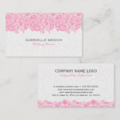 ホワイト及びピンクのフローラペイズリーレース名刺 名刺 (正面/裏面)