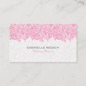 ホワイト及びピンクのフローラペイズリーレース名刺 名刺 (正面)