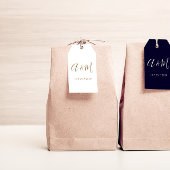 ホワイト及び金ゴールドエレガントモノグラム結婚式の引き出物ラベル ギフトタグ