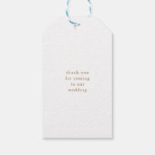 ホワイト及び金ゴールドエレガントモノグラム結婚式の引き出物ラベル ギフトタグ (裏面)