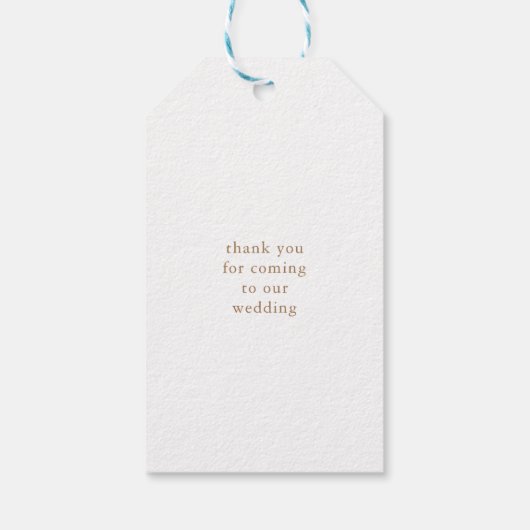 ホワイト及び金ゴールドエレガントモノグラム結婚式の引き出物ラベル ギフトタグ (裏面)