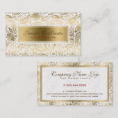 ホワイト及び金ゴールドフローラレースペイズリー 名刺 (正面/裏面)