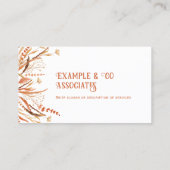 ホワイト名刺、オレンジ色のワイルドフラワー、ロゴなし 名刺 (裏面)