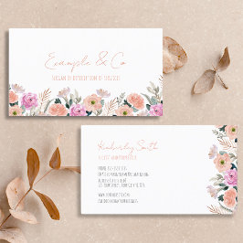 ホワイト名刺、フローラピンクオレンジクラシック 名刺