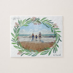  ホワイト図解入りの、写真付きのリーフリース写真立て ジグソーパズル