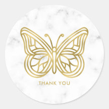 ホワイト大理石とゴールドの幾何学模様の蝶