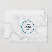 ホワイト大理石のボーダー ロゴ サンキューカード (裏面)