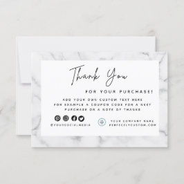 ホワイト大理石のボーダー ロゴ サンキューカード