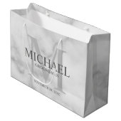 ホワイト大理石グパーソナライズされたロンプマン ラージペーパーバッグ (正面アングル)