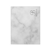 ホワイト大理石パーソナライズスクリプトモノグラムと名前 ノートパッド (回転)