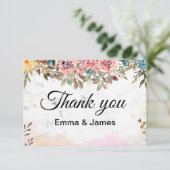 ホワイト大理石 カラフル クリエイティブ ウォーターカラー サンキューカード (スタンド正面)