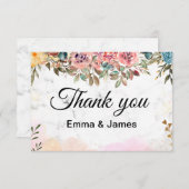 ホワイト大理石 カラフル クリエイティブ ウォーターカラー サンキューカード (正面/裏面)