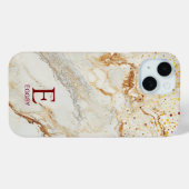 ホワイト大理石 シック ゴールドラメ モノグラム Case-Mate iPhoneケース (裏面 (横))