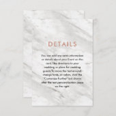 ホワイト大理石＆ローズゴールドのモダンな結婚式の詳細 エンクロージャーカード (正面/裏面)