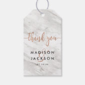 ホワイト大理石＆ローズゴールドの結婚式お礼カード ギフトタグ (正面)