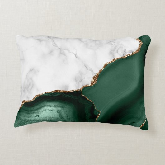 ホワイト大理石 彫金 エメラルドグリーン瑪瑙 アクセントクッション (裏面)