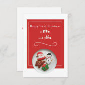 ホワイト夫妻と初めてのクリスマスに幸せ縁どだ 招待状 (正面/裏面)