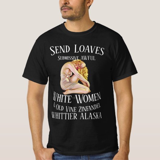 ホワイト女子ウィタイアに服従するトランプ Tシャツ (正面)