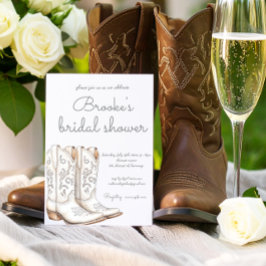 ホワイト女性のカーボーイウェスタンブライダルシャワー 招待状