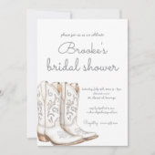 ホワイト女性のカーボーイウェスタンブライダルシャワー 招待状 (正面)