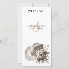 ホワイト女性のカーボーイハット花結婚式 プログラム