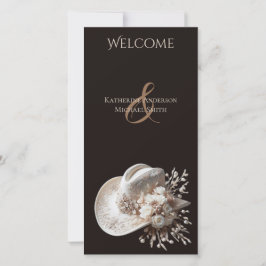 ホワイト女性のカーボーイハット花結婚式 プログラム