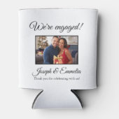 ホワイト婚約フォトカップルの写真,名前 缶クーラー (正面)