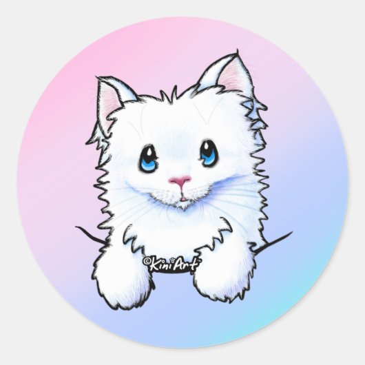 ホワイト子猫 ラウンドシール (正面)