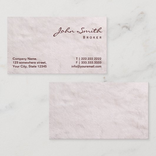 ホワイト実在ファーエステートブローカー名刺 名刺 (正面/裏面)