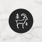 ホワイト山羊座ヤギ星占い〔占星術の〕十二宮図サイン/ブラック コンフェッティ (スモール正面)