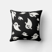 ホワイト幽霊シルエット不気味オンブラックハロウィーン クッション (裏面)