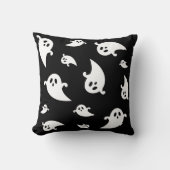 ホワイト幽霊シルエット不気味オンブラックハロウィーン クッション (正面)