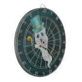 ホワイト幽霊トップハットファンシーケーン空に着飾り ダーツボード (正面左)