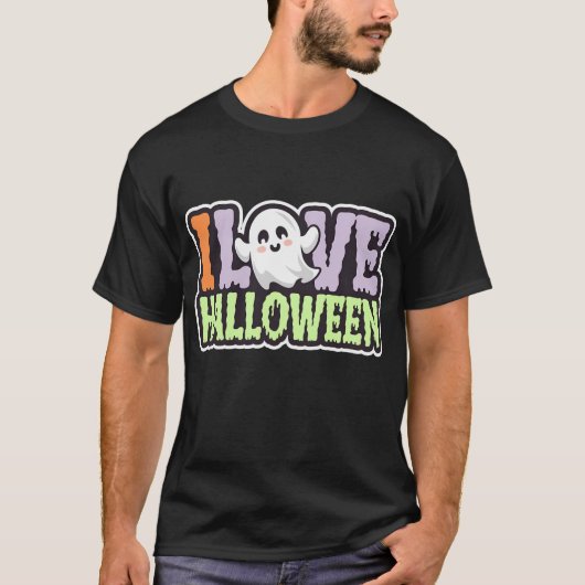 ホワイト幽霊ラブハロウィーン: Tシャツ (正面)
