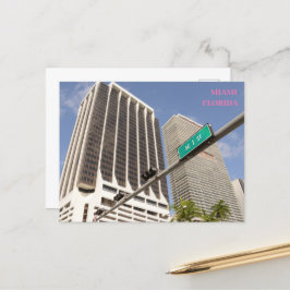 ホワイト建物のヤシの木マイアミフロリダ旅行 ポストカード