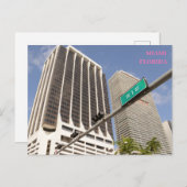 ホワイト建物のヤシの木マイアミフロリダ旅行 ポストカード (正面/裏面)