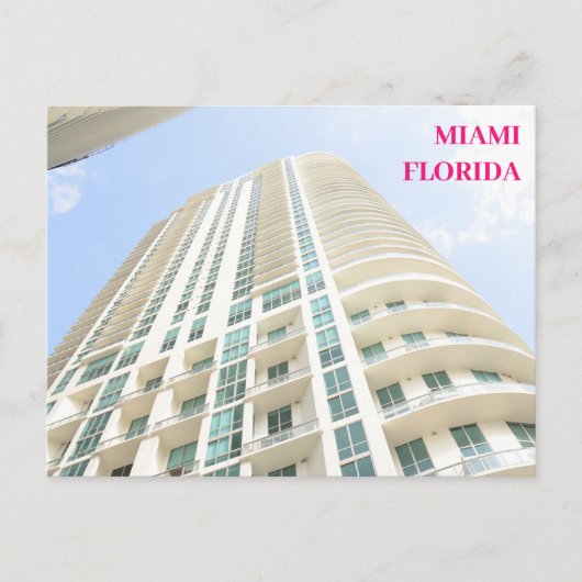 ホワイト建物ブルースカイマイアミフロリダトラベル シーズンポストカード (正面)