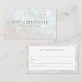 ホワイト微妙なグリッター《写真》ぼけ味ギフト証明書カード 紹介カード (正面/裏面)