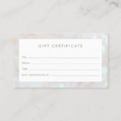 ホワイト微妙なグリッター《写真》ぼけ味ギフト証明書カード 紹介カード (裏面)