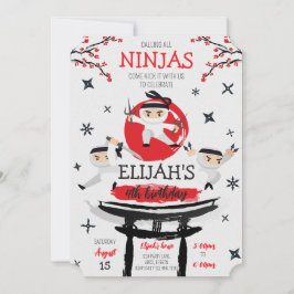 ホワイト忍者ウォリアー武術アーツ誕生日 招待状