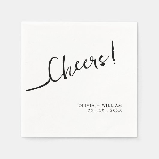 ホワイト応援モダンズ結婚カクテルナプキンス スタンダードカクテルナプキン (正面)