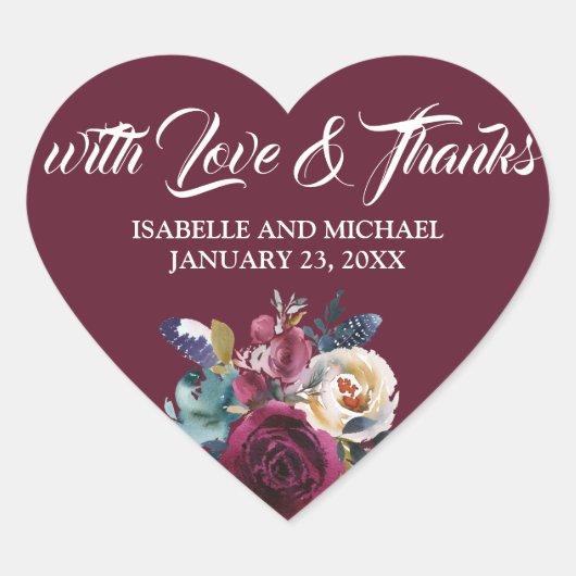 ホワイト感謝していズ・ラブ&バ結婚ルガンディ ハートシール (正面)