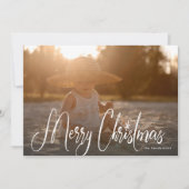 ホワイト手書きメリークリスマスフォトカード シーズンカード (正面)